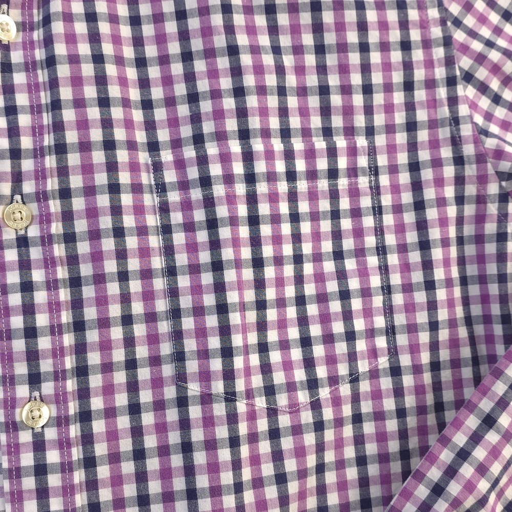 J Crew Shirt Large Slim Fit Purple Check Long Sleeve Button Down Cotton - Picture 3 of 9